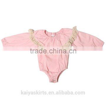 New born beautiful unique baby lace purfle elasticized two buttons l-pink bodysuit clothings