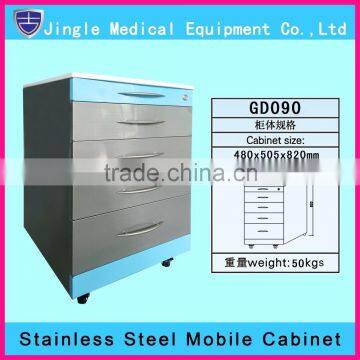 Dental trolley, stainless steel medical cabinet with ABS trays