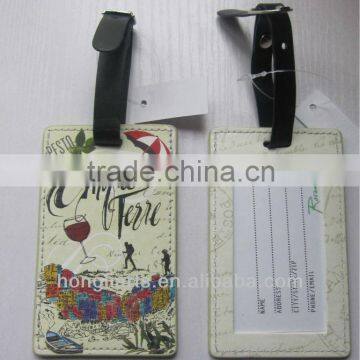 PU Leather luggage tag with full color printing