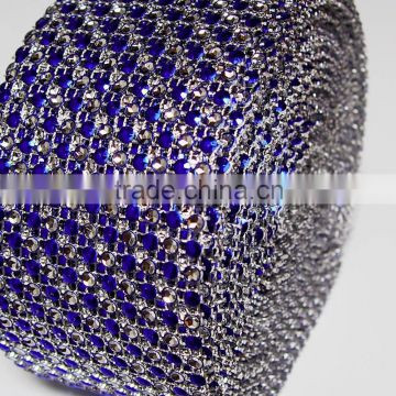 Rhinestone Mesh Wrap Ribbon, Two Tone mesh wrap roll, wedding decoration rhinestone roll