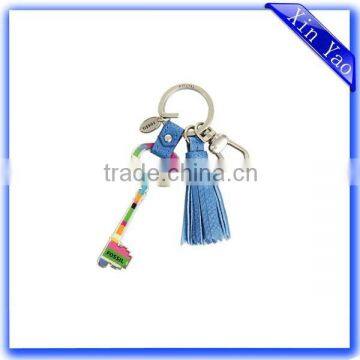 Cheap Paper sticker promotion key shaped metal epoxy keychain