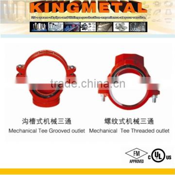 FM/UL Approved Ductile Iron Fitting Grooved Mechanical Tee