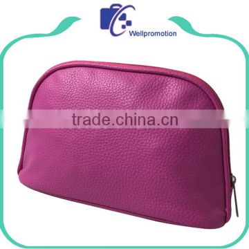 Small pink PU leather cosmetic bag for ladies