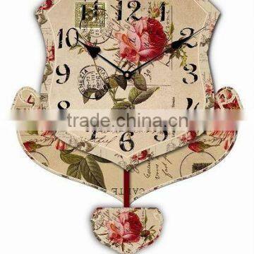 wood art wall pendulum clock