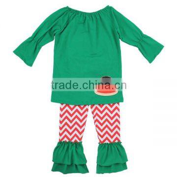 Kaiyo Children's Fall Boutique Clothing Santa Chevron Ruffle Sets OEM Service Christmas Kids Clothes photo-2