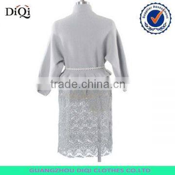 2015 Newest Long Sleeve Eyelash Lace Sweater Dress Designs