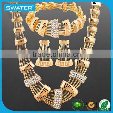 Women Wedding 18k Gold Necklace Design ,Rhinestone Necklace Set Jewelry Gold ,Statement Crystal Necklace For Women