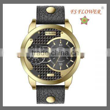 FS FLOWER - Fashion Alloy Good Quality Quartz Watch Analog Display Gold Color Leather Strap