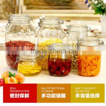 500ml 700ml 1000ml 1500ml 2200ml 3000ml Clear Kitchen Food Storage Airtight Seal Lock Lid Jar/glass Jar With Metal Clip