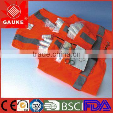 Fluorescent Yellow Orange 100% Polyester Reflecting Safety Vest