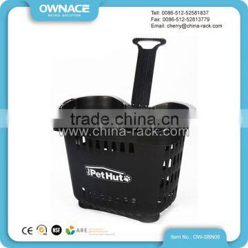 45L Convenient Plastic Shopping Basket With Wheels