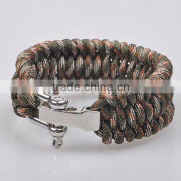 Wholesale paracord bracelet survival with stainless steel buckle accept team logo bracelet