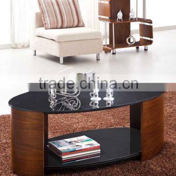 Oval Wood Home Furniture Coffee Glass Table S119