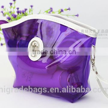 purple clear cosmetic bag