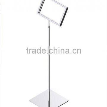 Metal sign display stand with round base/ metal store fixture sign holder