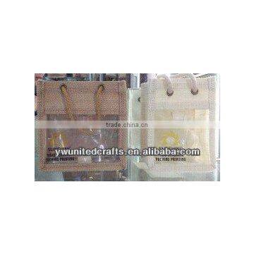 Reusable Shopping Jute Bag With Pvc Window Nice Reusable Shopping Bag