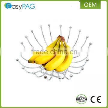 Wholesale fancy design mini flower shape metal wire sliver empty fruit basket stand