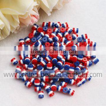 Top Sale Red White and Blue Cylindrical Beads Loose Resin Spacer Gemstone Beads for Jewelry Making
