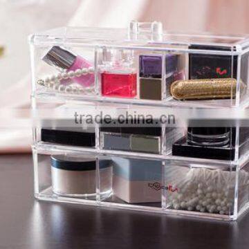 3 Tiers Stackable Acrylic Makeup Divider Organizer with Lid(B-0282)