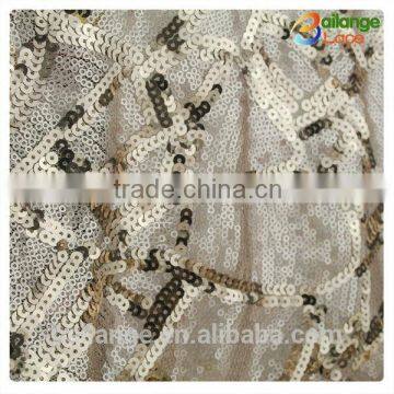 2014 fashion embroidery high quality gold sequin fabric guangzhou wholesale