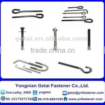 Carbon steel Hot Dip Galvanized (H.D.G) /Galvanized Foundation Anchor Bolts with black /yellow zinc plated/blue white