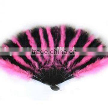 Marabou Feather Fan -pink/black