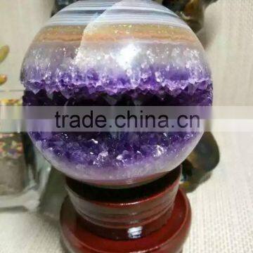 lovely laughing stone natural agate geode small amethyst geode sphere ball for decoration
