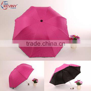 Sun Umbrella Black Coated With UV Protect 3 Folding Umbrella Made by Chinese Umbrella Manufacturer photo-5