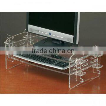 Adjustable monitor and computer keyboard clear acrylic stand