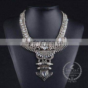 high quality vintage rhinestone chunky statement necklace tin alloy fashion women pendant necklace 6390102