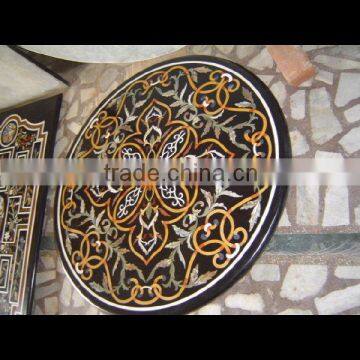 Pietra Dura Marble Inlay Dining Table Top, Marble Inlay Table Tops