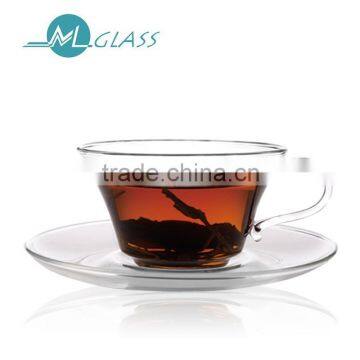 clear glass coffee cups 150ml with tray handmade glassware N6180