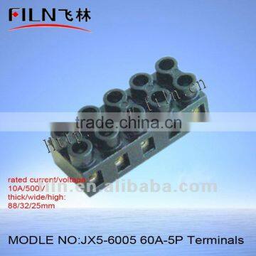 copper auto terminal block JX5-6005 60A-5P fixed terminal block