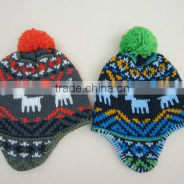 Fawn jacquard knit hat boy child stocking cap