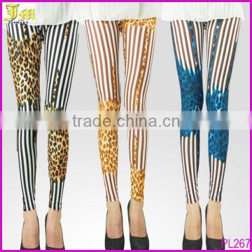 Women`s Striped Leopard Print Slim leg Footless Ladies Leggings