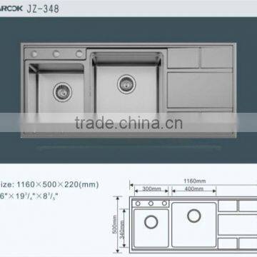 Beautifuly Double Bowl With Drainboard Easy Install Stainless Sink High Quality Kitchen Sink photo-3