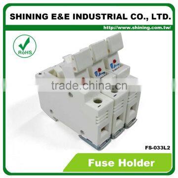 FS-033L2 Din Rail Type With Indicator 3 Pole 32A 380V AC DC Fuse Carrier