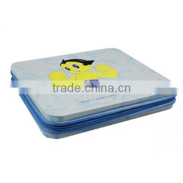 R149 square zippered cosmetics tin case