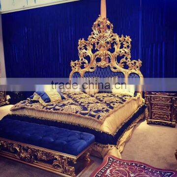 European Antique Distressed Finished Wooden Bedroom Set, Natural Wood Carving Bedroom Set photo-6