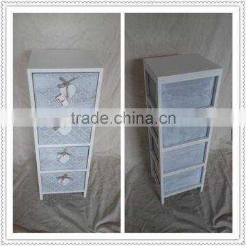 Shabby Chic Wooden Storage Chest Fully Assembled Wood Living Cabinet With White Hanging Hearts Handles photo-2