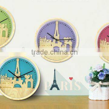 Fashion 10" Wood Color Clock With Iron Tower Shape, Creative Mute Wall Clock For Decoration photo-6