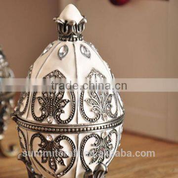 Antique Russian Easter Eggs Alloy Jeweled Trinket Box photo-6