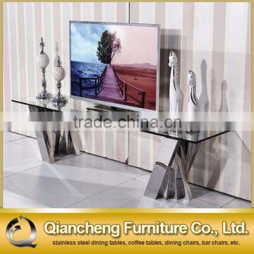 Fancy Design tv Stand Clear Glass Top With Silver Base photo-3
