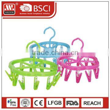 Plastic multi-function clothes hanger with 14 clips