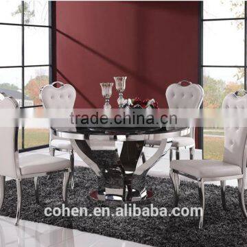 AH6603 Modern Round Rotation Stainless Steel Dining Table With Marble Top photo-2