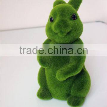 flocking moss rabbit cute bunny figurine moss craft