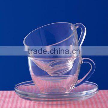 glass coffee cuup and saucer