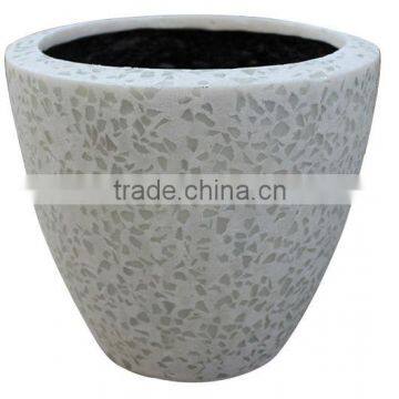 Sandstone Round Flower Pot With Glass Pieces Garden Pots photo-2