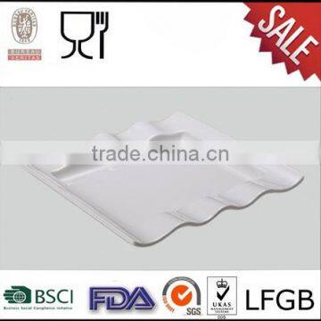 White fantastic melamine wavy edge restaurant plates