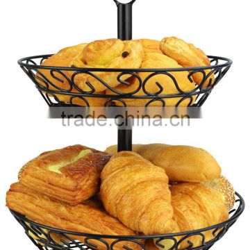 2-Tier Metal Countertop Bread Basket Stand